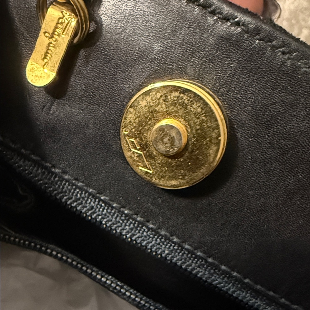 Salvatore Ferragamo Black and Gold Shoulder Bag - Picture 12 of 13